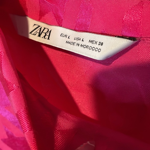 Zara Houndstooth Satin Pink Ruched long sleeve - Picture 5 of 5